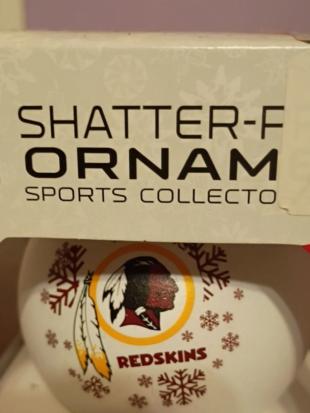 NFL White and Red Washington Team Shatterproof Holiday Ornament